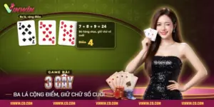 Bài 3 Cây Vinwin với ba lá bài được cộng điểm trên bàn
