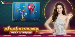 Bắn cá H5 Vinwin với khẩu súng dưới đáy biển, đàn cá nhỏ và một con bạch tuộc lớn