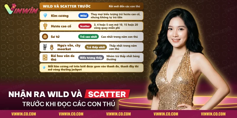 Vai trò của kim cương thay thế, hươu cao cổ mở vòng miễn phí và các con thú trong Diamond King Jackpots