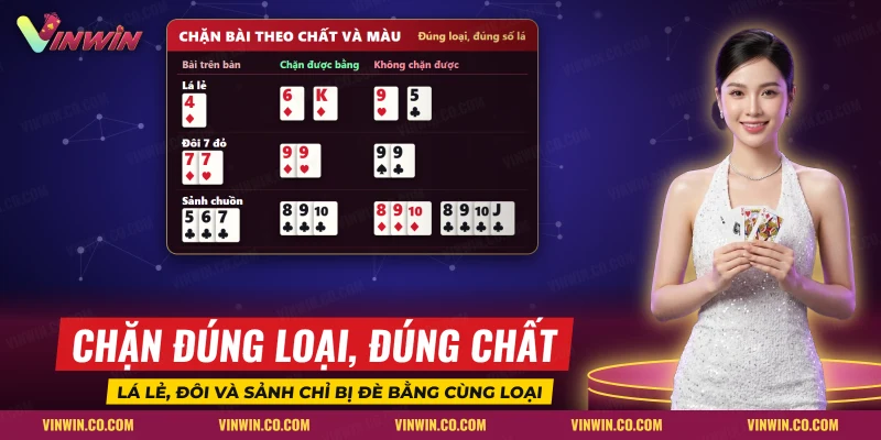 Cách chặn lá lẻ, đôi và sảnh theo đúng chất hoặc màu trong tiến lên miền Bắc