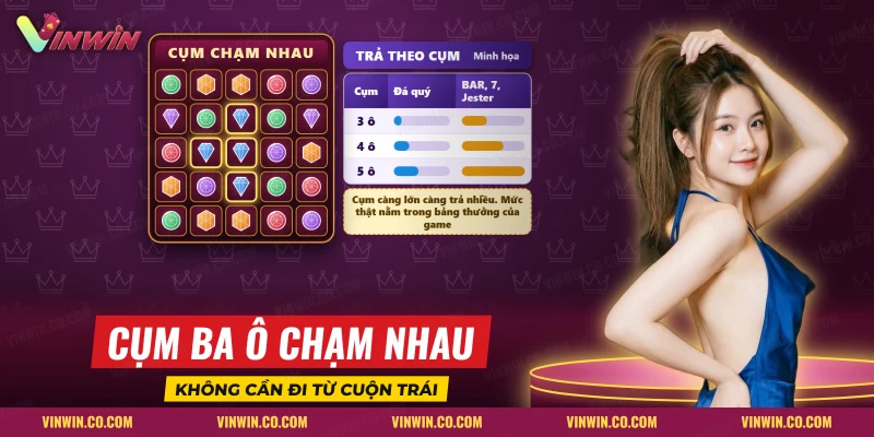 Cụm giống nhau trên lưới vuông của Joker Gems cùng bảng trả theo kích thước cụm