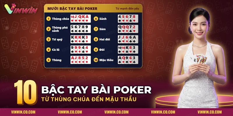 Bảng mười bậc tay bài Poker từ thùng chúa đến mậu thầu