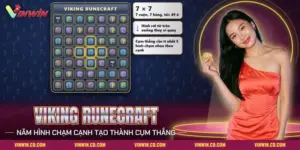 Lưới vuông nổ hũ Viking Runecraft Vinwin với đá rune khắc chữ cổ, búa và ba ô ghi chú luật cụm thắng