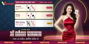 Xì Dách Vinwin với hai lá đầu và điểm gần 21 của một ván